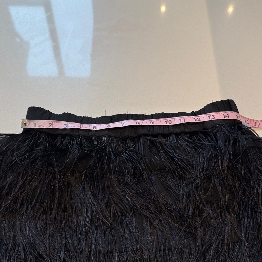 Chelsea28 Ostrich Feathered Tiered Mini Skirt, Black, Elastic, Size M - Picture 7 of 9